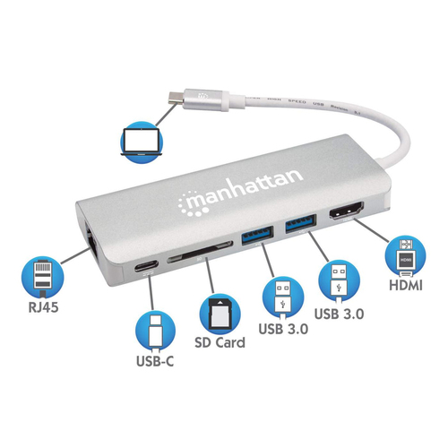 Estación Docking USB Tipo-C 6 en 1 MANHATTAN 152075