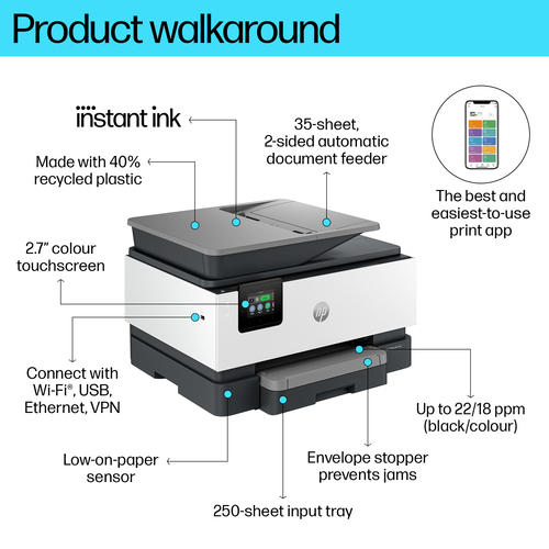 HP OfficeJet Pro 9120e A4 4-in-1 Wireless Colour Inkjet Printer - image 5