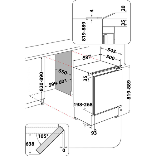Hotpoint HBUF011 82cm High Integrated Undercounter Fridge with Ice Box - image 5