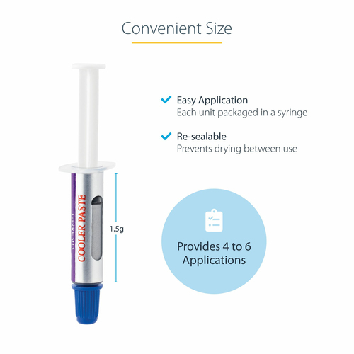 StarTech.com Thermal Paste, High Performance Thermal Paste, Re-sealable Syringes (1.5g), Metal Oxide Heat Sink Compound, CPU Thermal Paste, Thermal Glue, RoHS / CE - GPU Grease Heat-sink paste for processor 1-pack – billede 4