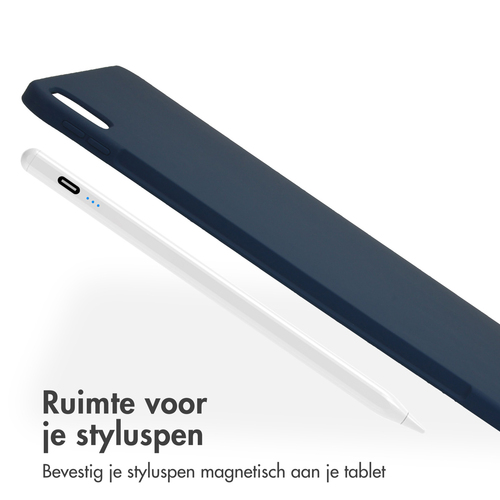 Accezz Liquid Silicone Backcover met penhouder iPad Pro 13 (2024) M4 - Donkerblauw, afbeelding 4
