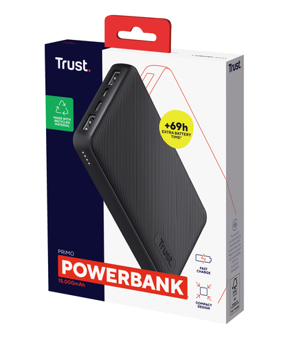 Trust Primo Powerbank 15.000 mAh Powerbank Zwart, afbeelding 6