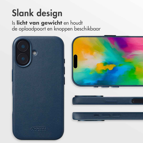 Accezz MagSafe Leather Backcover iPhone 16 - Nightfall Blue, afbeelding 8