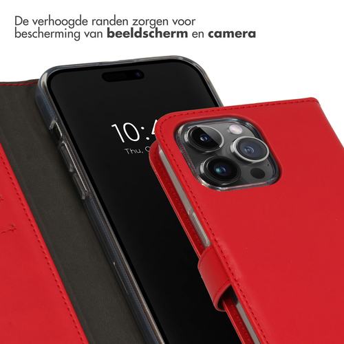 Selencia Echt Lederen Bookcase iPhone 15 Pro Max - Rood, afbeelding 4
