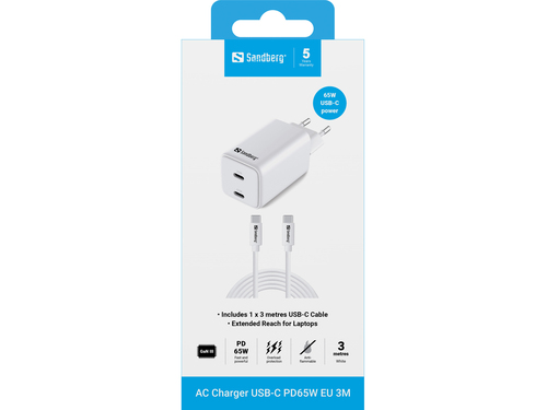 Sandberg AC Charger USB-C PD65W EU 3M – image 4