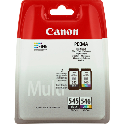 Canon PG 545 / CL-546 Multipack Sort Farve (cyan, magenta, gul) 180 sider Blæk 8287B005