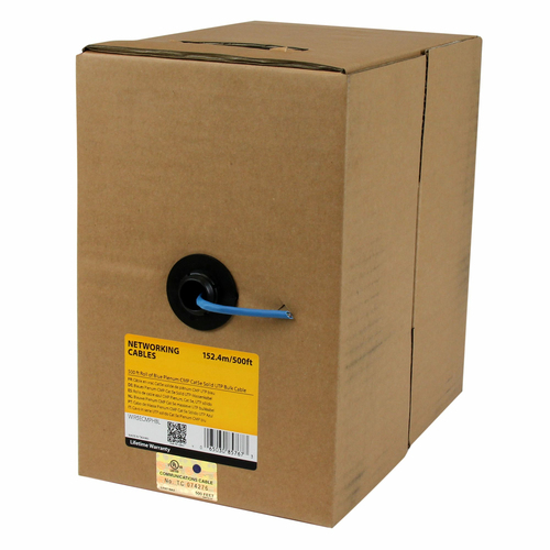 500 FT. BLUE UTP CAT5E CABLE FOR 1000 MBPS NETWORKS - HIGH-QUALITY COPPER CONDUC