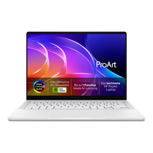 ASUS ProArt H7407BA-SM045W NVIDIA RTX Spark N1X Laptop 35.6 cm (14") Touchscreen 3K 32 GB LPDDR5x-SDRAM 1 TB SSD Wi-Fi 7 (802.11be) Windows 11 Home White QWERTZ German