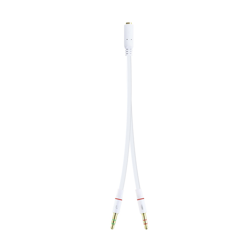 Nanocable Cable Adaptador Audio Jack 3.5/H de 4 Pines a 2 Jack 3.5/M de 3 Pines, Blanco, 20 Cm