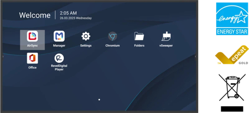 Viewsonic CDE6531-1C pantalla de señalización Pantalla plana para señalización digital 165,1 cm (65") LCD Wifi 500 cd / m² 4K Ultra HD Negro Procesador incorporado Android 14 24/7