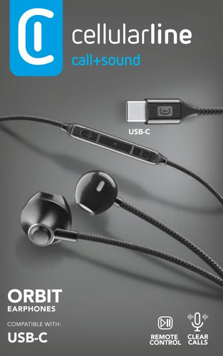Cellularline 8018080422386 Гарнитура Проводная Вкладыши Calls/Music USB Type-C Черный