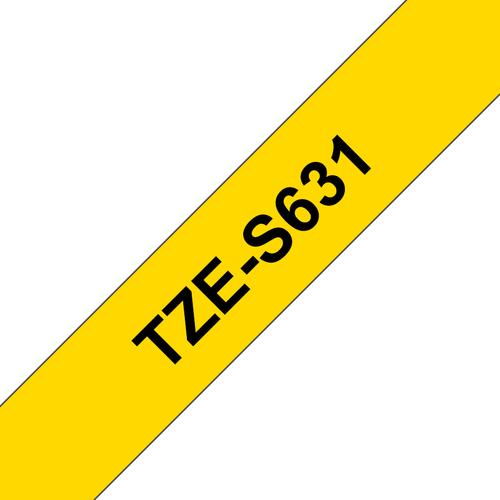 Original Brother TZES631 12mm Strong Adhesive Tape Black on Yellow - image 1