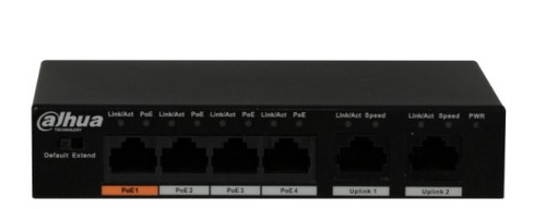 Switch Dahua Technology PFS3006-4ET-60 DAHUA Switch PoE De 6 Puertos Fast Ethernet 4 Puertos PoE 2 Puertos Uplink 60 Wts PoE Watchdog Puerto 1 Soporta Hi-PoE 60 Wts PFS3006-4ET-60. - PFS3006-4ET-60