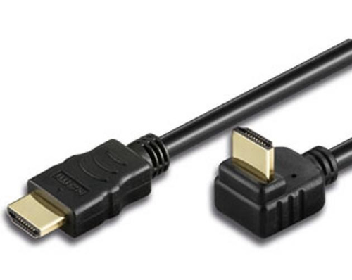 TECHLY HDMI High Speed Kabel mit Ethernet Kabel 0,5m schwarz 1xgewinkelter Stecker A auf Stecker A vergoldete Steckverbinder