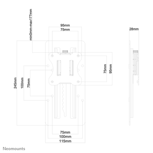 Neomounts FPMA-LIFT100 - Bevestigingscomponent (aanpasbare hoogteadapter), afbeelding 4