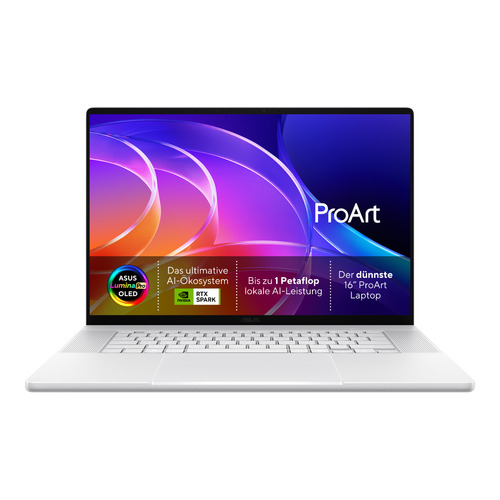 ASUS ProArt P16 H7607BA-SE400X NVIDIA RTX Spark N1X Laptop 40.6 cm (16") Touchscreen WQUXGA 64 GB LPDDR5x-SDRAM 1 TB SSD Wi-Fi 7 (802.11be) Windows 11 Pro White QWERTZ German