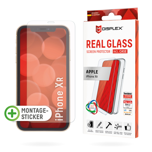 Displex Real Glass. Screen protector type: Clear screen protector, Brand compatibility: Apple, Compatibility: iPhone XR, P