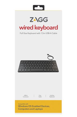ZAGG Universal Keyboard USB A Wired KB UK English. Keyboard form factor: Mini. Keyboard style: Straight. Connectivity tech