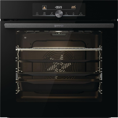 Gorenje Inbyggd pyrolysugn (77 L) med upp till 300 °C för pizza och krispiga rätter, AirFry+ för gyllene resultat och pyrolysrengöring för enkel rengöring. Stor