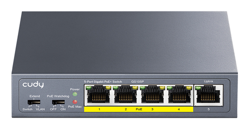 Cudy GS105P network switch Gigabit Ethernet (10/100/1000) Power over Ethernet (PoE) Black