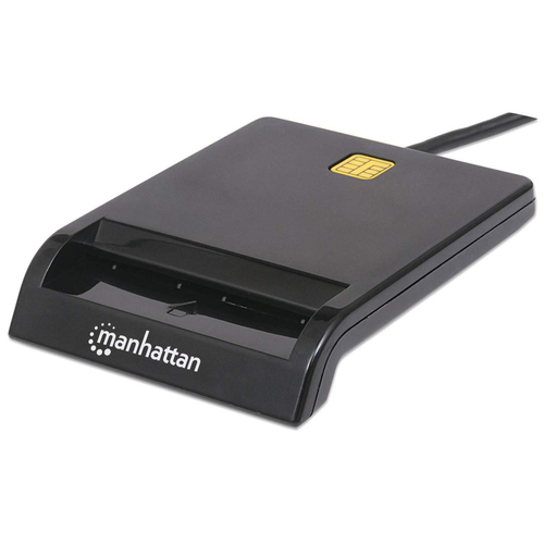 Manhattan USB-A Contact Smart Card Reader, 12 Mbps, Friction type compatible, External, Windows or Mac, Cable