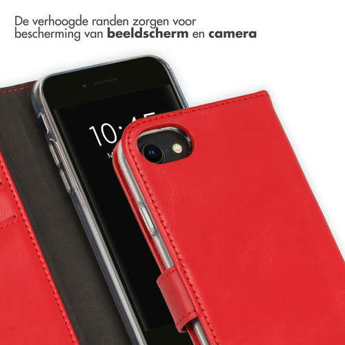 Selencia Echt Lederen Bookcase iPhone SE (2022 / 2020) / 8 / 7 / 6(s) - Rood, afbeelding 4