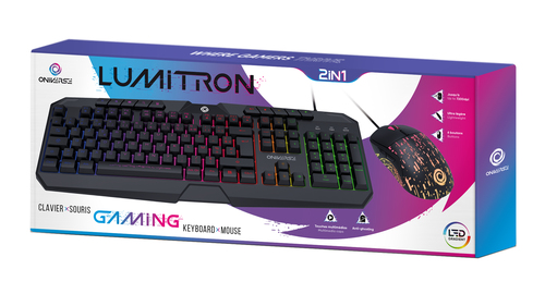 Oniverse ONIPCK-MLT-2IN1 клавиатура Мышь входит в комплектацию Игровой USB AZERTY Французский Черный