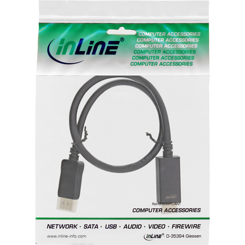 InLine 17181I video kabel adapter 1 m HDMI Type A (Standaard) DisplayPort Zwart, afbeelding 2