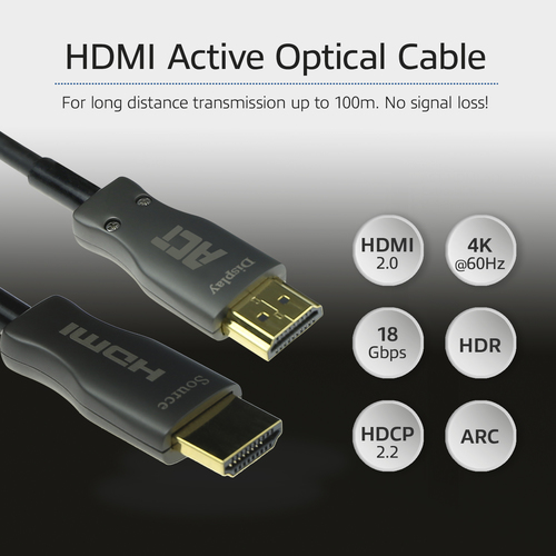 ACT Connectivity HDMI Premium 4K Active Optical Cable v2.0 HDMI-A male - HDMI-A male, 10 meter kabel, afbeelding 3