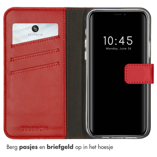 Selencia Echt Lederen Bookcase iPhone 12 (Pro) - Rood, afbeelding 3