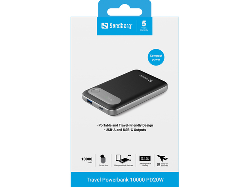 Sandberg 421-16 powerbank Lithium-Polymeer (LiPo) 10000 mAh Aluminium, Zwart, afbeelding 5