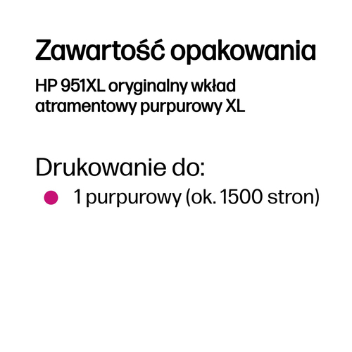 Oryginalny wkład tusz do drukarki HP 951 XL (CN047AE) Purpurowy (Magneta)