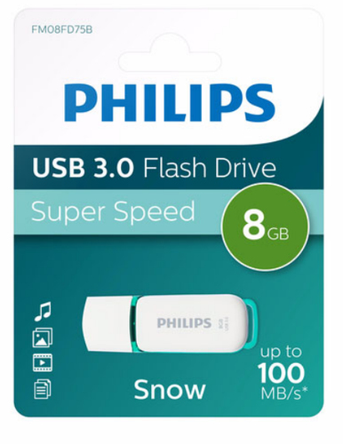 Philips FM08FD75B USB flash drive 8 GB USB Type-A 3.0 (3.1 Gen 1) Turkoois, Wit, afbeelding 2
