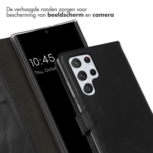 Selencia Echt Lederen Bookcase Samsung Galaxy S22 Ultra - Zwart, afbeelding 4