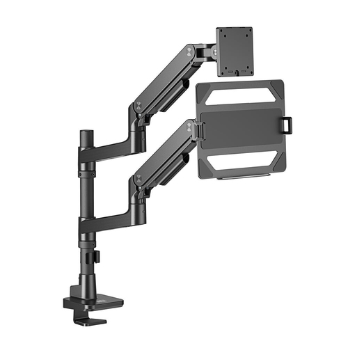 ACT Connectivity Monitorarm met laptophouder office premium, gasveer, paalbevestiging, 1 monitor, afbeelding 3