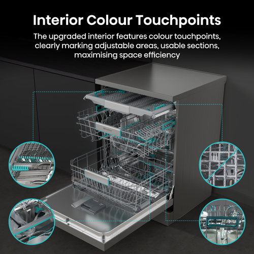 Hisense HS673A90XUK 60cm Freestanding Dishwasher - Silver - image 8