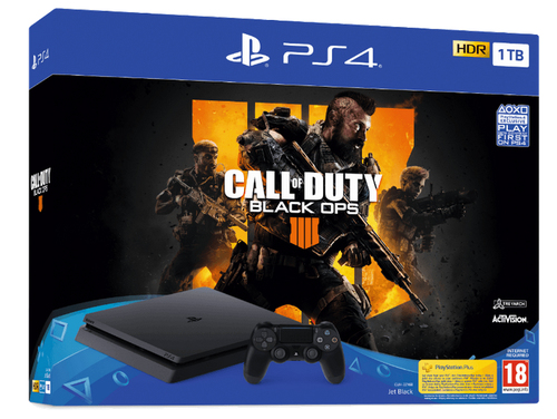 Sony PlayStation 4 1TB + Call Of Duty: Black OPS 4 Wi-Fi Melns