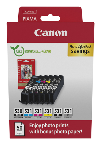 Canon Pgi-530/Cli-531 Pgbk/C /M /Y /GY Photo Value - 6117C004 - image 1