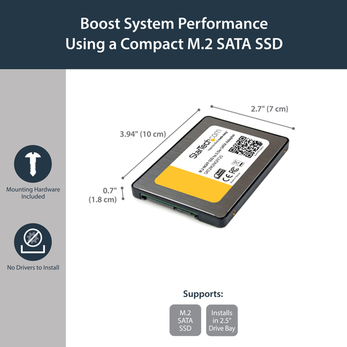 StarTech.com M.2 SSD to 2.5in SATA III Adapter - M.2 Solid State Drive Converter with Protective Housing – image 5