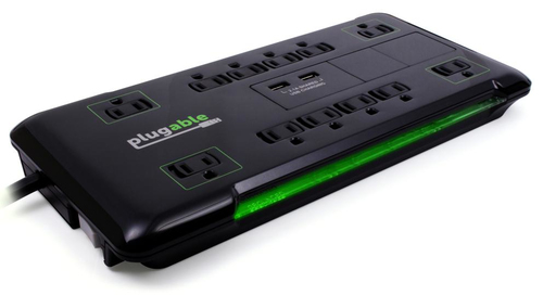 SURGE PROTECTOR POWER STRIP WITH USB AND 12 AC OUTLETS, BUILT-IN 10.5W 2-PORT US