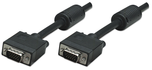 Manhattan SVGA Monitorkabel mit Ferritkernen, HD15 Stecker auf