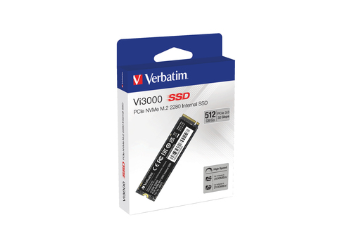 49374 Unidad de Estado Solido SSD VERBATIM Vi3000 PCIe NVMe M2 2280 de 516GB Lect 3100/2100 MB/sUnidad de Estado Solido SSD V 49374