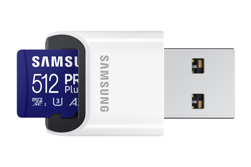 Samsung Pro Plus microSDXC 512GB + USB-adapter Micro SD-kaart Blauw, afbeelding 5