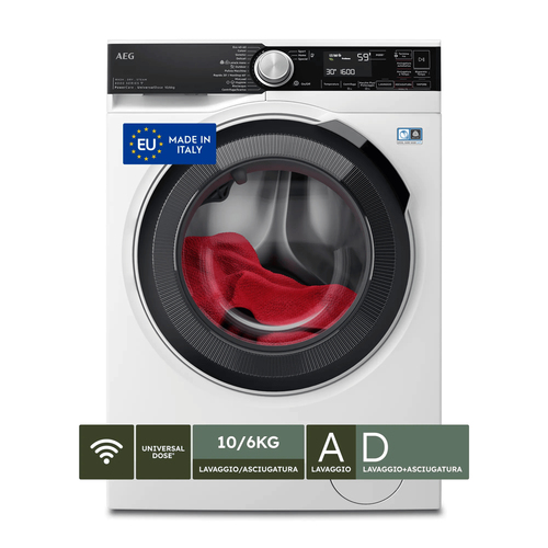 AEG LWR8T166YAB стирально-сушильная машина Отдельно стоящий Фронтальная загрузка Белый