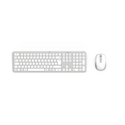 Hama WKM-550 Tastatur Maus enthalten Heimbüro RF Wireless + Bluetooth QWERTZ Deutsch Grau, Weiß