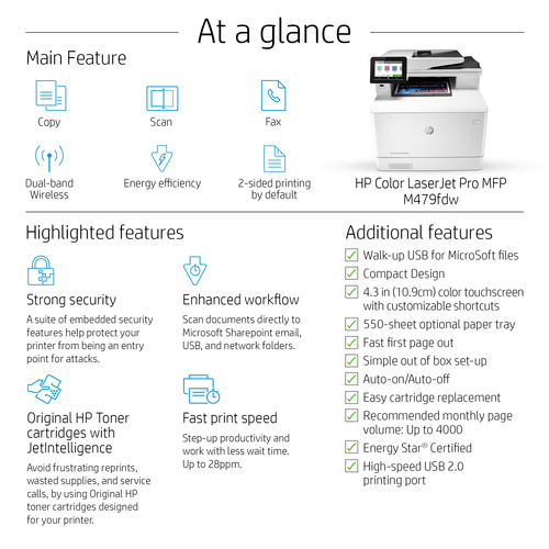 Specs HP Color LaserJet Pro MFP M479fdw 