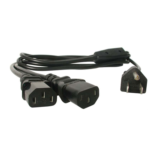 6FT (2M) 18AWG FLEXIBLE COMPUTER POWER CORD W/ NEMA 5-15P AND 2X IEC 60320 C13 C