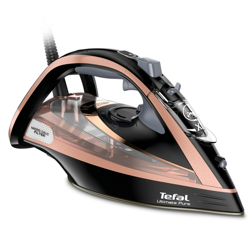 Tefal Ultimate Pure FV9845 Steam Iron - Black & Rose Gold, Black,Pink - image 1