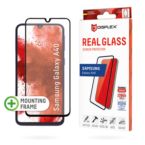 Protetor de EcrÃ£ em Vidro Displex, Vidro 0.33mm 3D Max+ Moldura, Samsung Galaxy A40, Preto, 1103