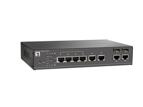 LevelOne 4 x 802.3af PoE + 2 FE + 2 GE Combo Managed Switch -40 ~ 75C, Desktop